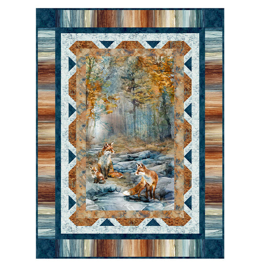 Fox Den Leash on Life Digital Quilt Top Northcott NC-DQ3524