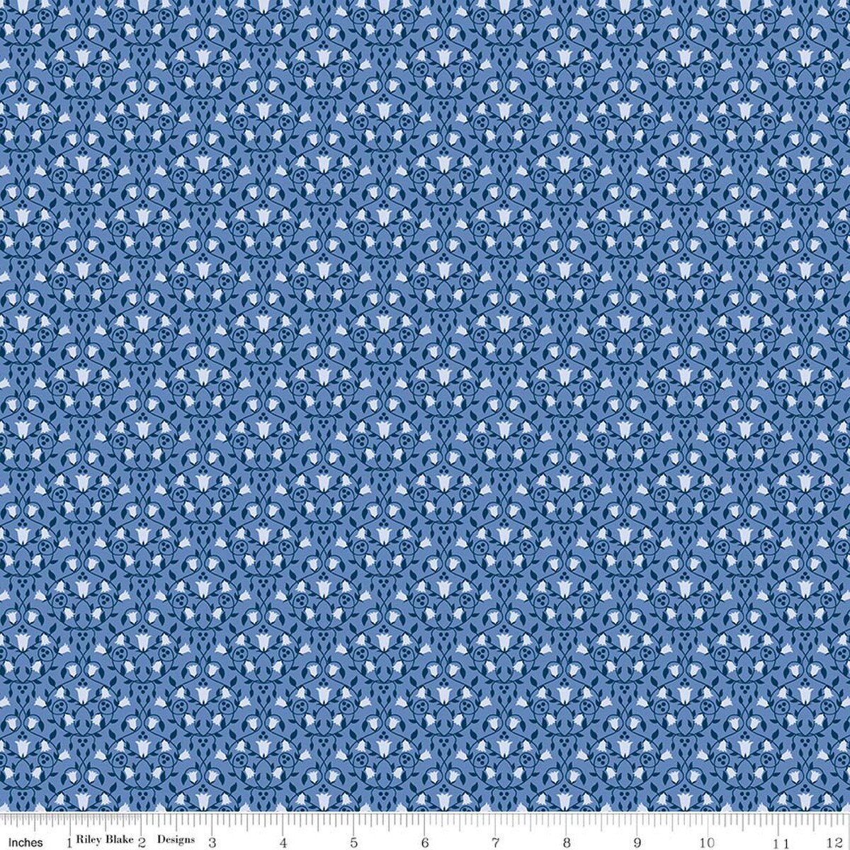 Foxglove Damask Periwinkle Jill Finley Riley Blake Cotton Fabric RB-C18083-PERIWINKLE