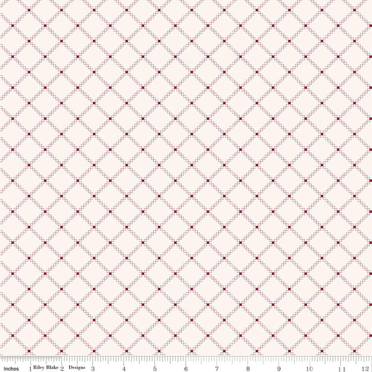 Foxglove Squares Diagonal Dahlia Red Jill Finley Riley Blake Cotton Fabric RB-C18087-DAHLIARED