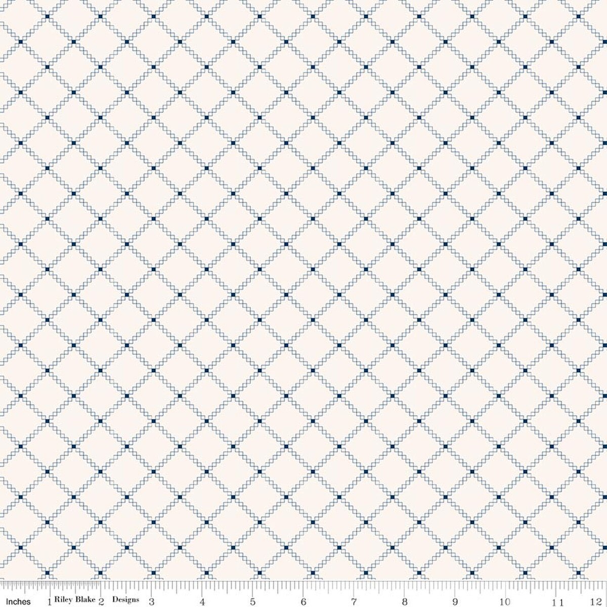 Foxglove Squares Diagonal Oxford Blue Jill Finley Riley Blake Cotton Fabric RB-C18087-OXFORDBLUE