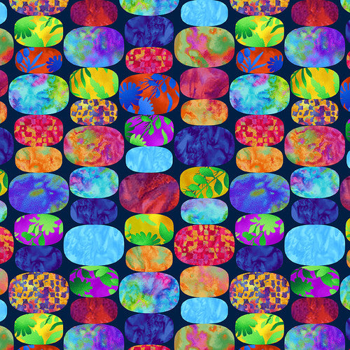 Fractal Forest Beads Indigo Blue Art Loft Studio E Cotton Fabric SE-7282-77