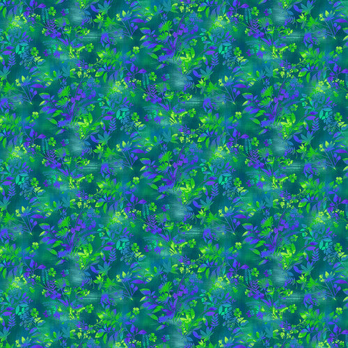 Fractal Forest Fern Collage Multi Green Art Loft Studio E Cotton Fabric SE-7286-67