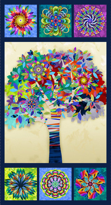 Fractal Forest Fractual Forest Panel 24" Cream Art Loft Studio E Cotton Fabric SE-7289P-77