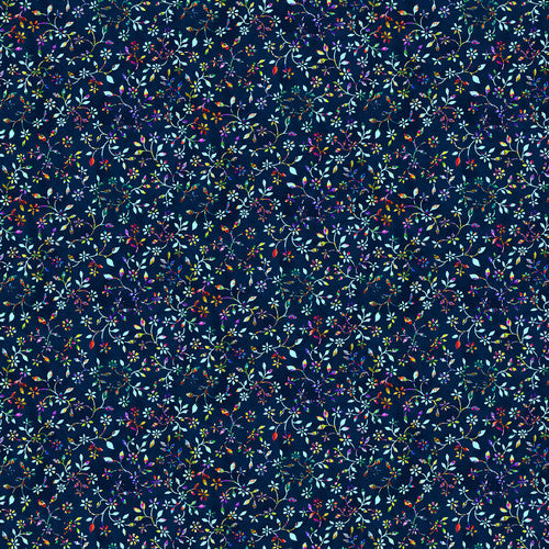 Fractal Forest Mini Floral Indigo Blue Art Loft Studio E Cotton Fabric SE-7283-77