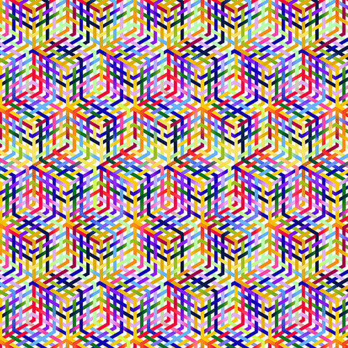 Fractal Forest Plaid Cubes White Multi Art Loft Studio E Cotton Fabric SE-7284-11