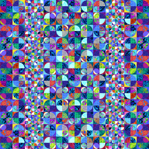 Fractal Forest Quarter Circle Blocks Indigo Blue Art Loft Studio E Cotton Fabric SE-7288-77