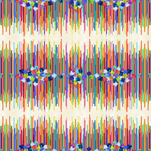 Fractal Forest Static Border Stripe Cream Art Loft Studio E Cotton Fabric SE-7287-33