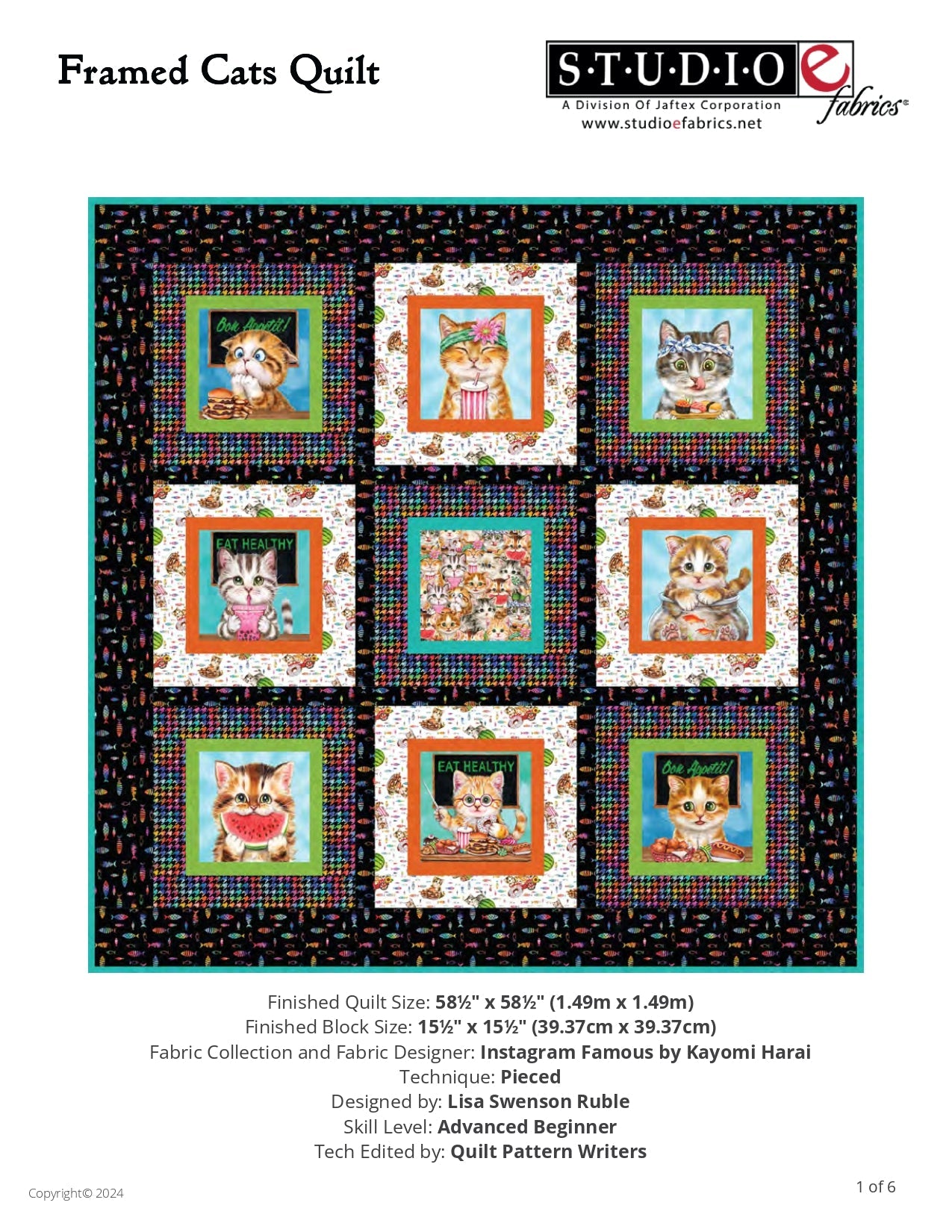 Instagram Famous Framed Cats Quilt-FREE PATTERN