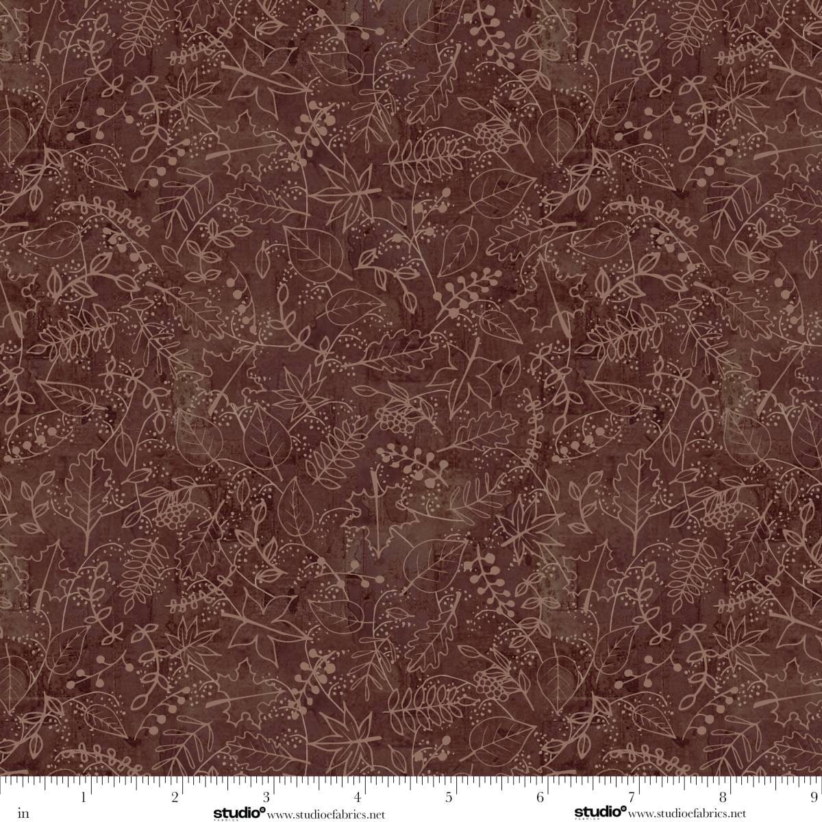 Free Falling Fall Foliage Mocha Brown Funny Girl Studio E Cotton Fabric SE-9025-38 | US Fabric Shop