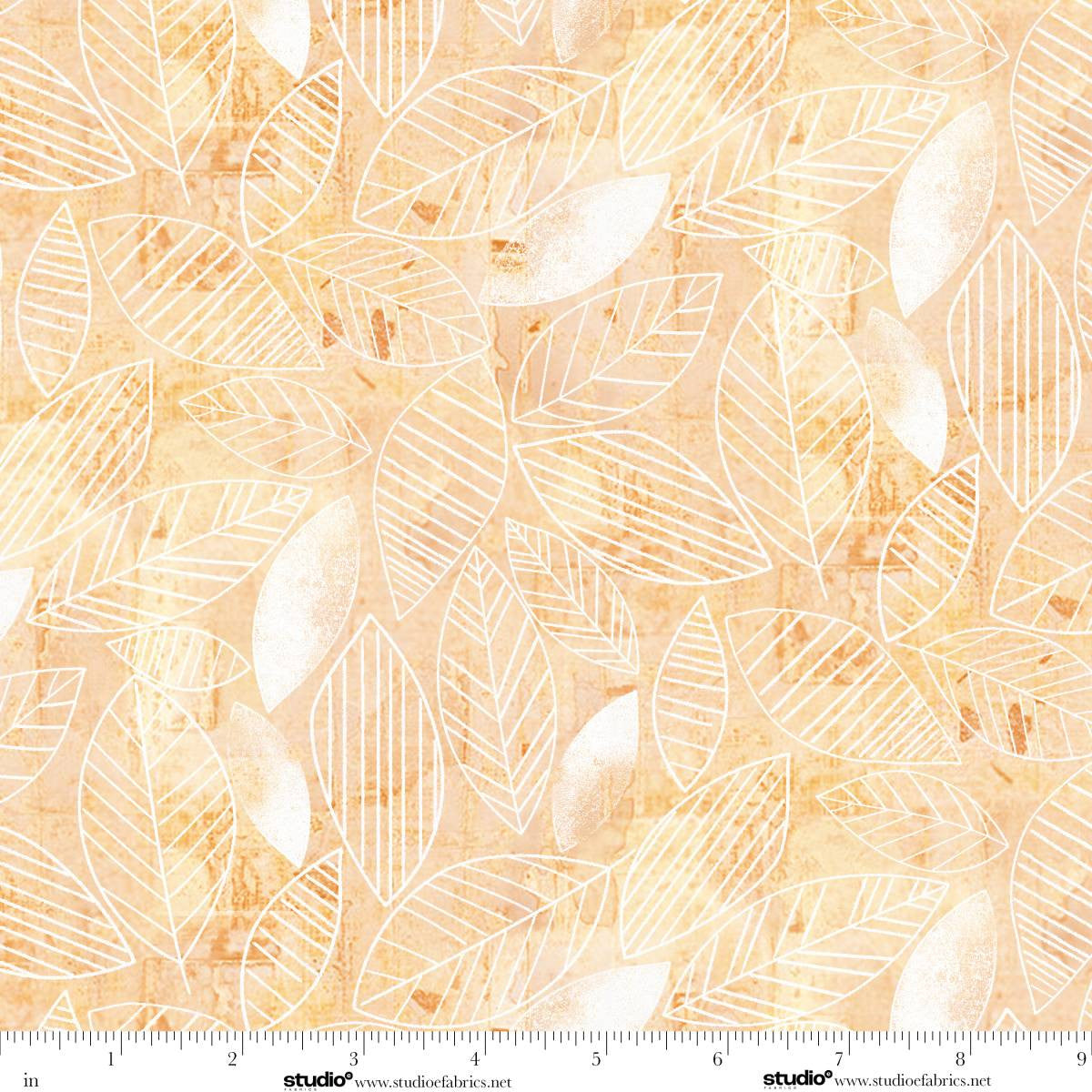 Free Falling Leaf Lines Tangerine Orange Funny Girl Studio E Cotton Fabric SE-9024-31