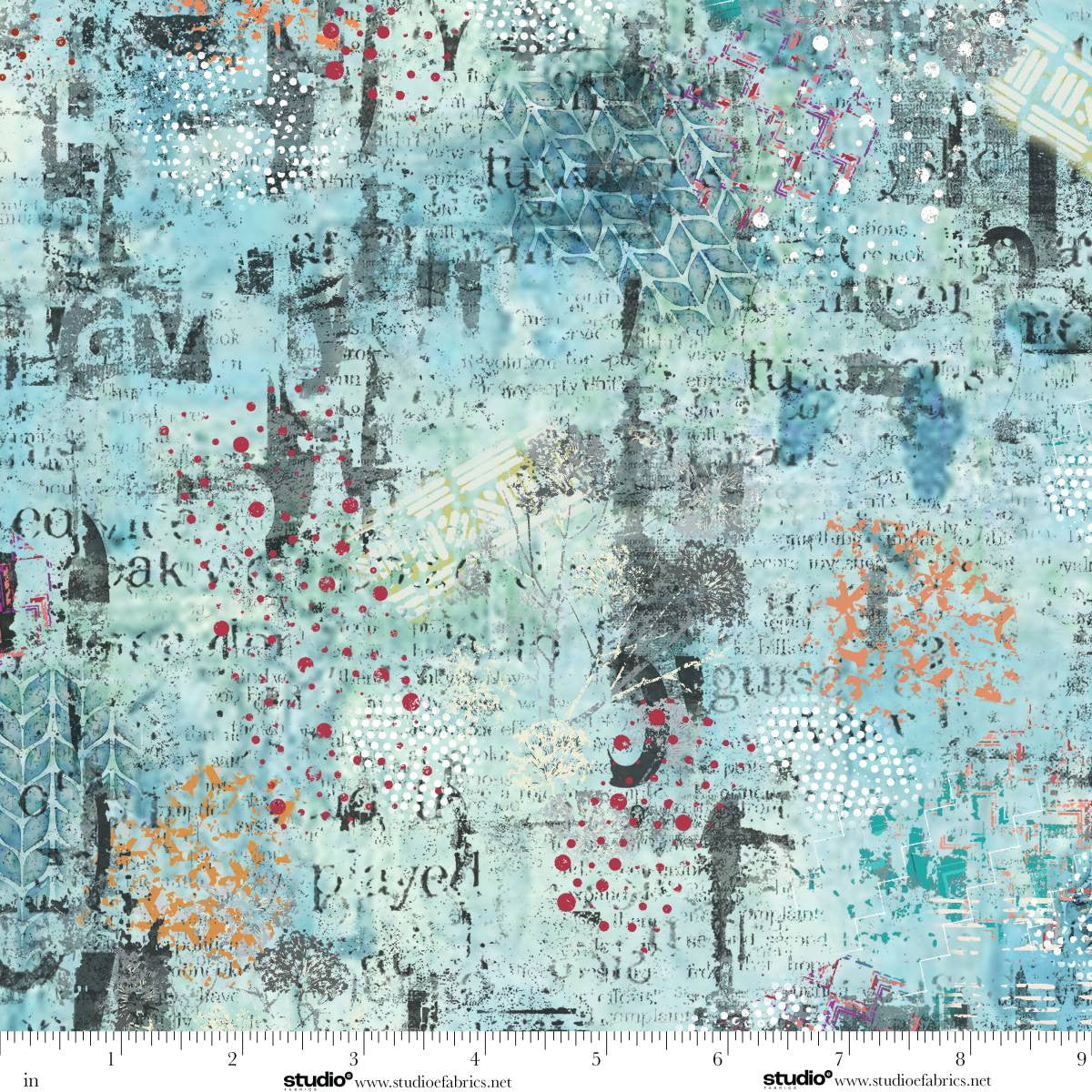 Free Falling Paper Match Turquoise Funny Girl Studio E Cotton Fabric SE-9026-71