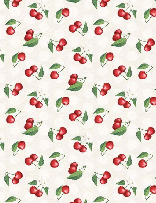 Fresh & Sweet Cherry Toss Cream Janelle Penner Wilmington Prints Cotton Fabric
