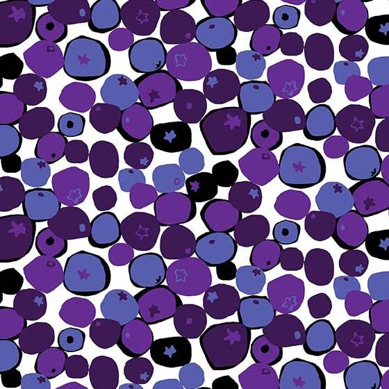 Fresh Fruit Blueberries Blue Jane Dixon Michael Miller Cotton Fabric MM-DC11178-BLUE-D