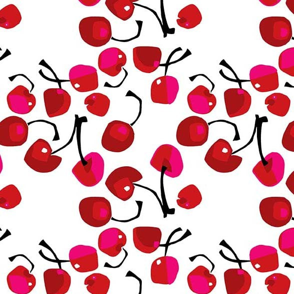Fresh Fruit Sweet Cherries White Jane Dixon Michael Miller Cotton Fabric MM-DC11183-WHIT-D