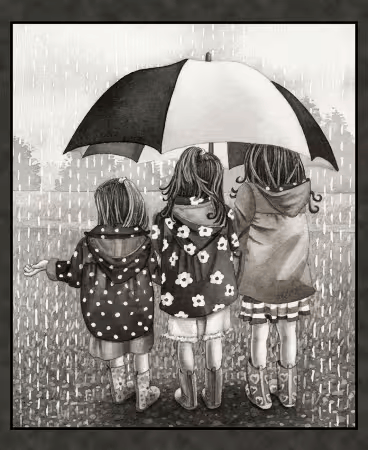 Friends Forever Panel 36" Black White Tracy Lizotte Elizabeth's Studio Cotton Fabric ES-4335-BLACKWHITE | US Fabric Shop