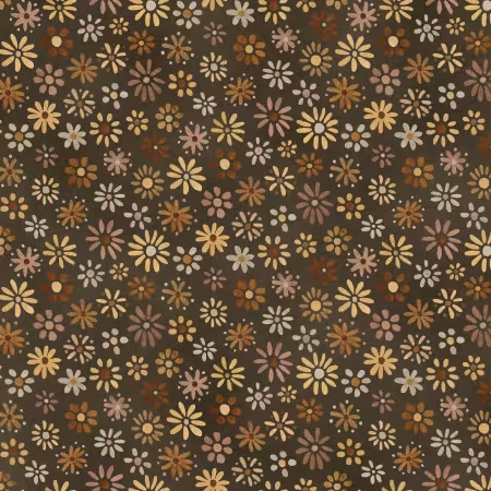 Friends Forever Small Floral Umber Brown Tracy Lizotte Elizabeth's Studio Cotton Fabric ES-4334-UMBER
