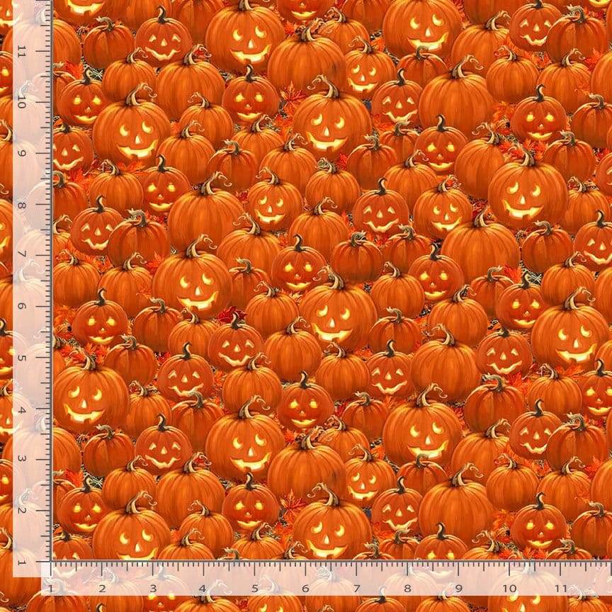 Fright Night Packed Jack O' Lantern Orange Dona Gelsinger Timeless Treasures Cotton Fabric TT-DONA-CD4181-ORANGE | US Fabric Shop