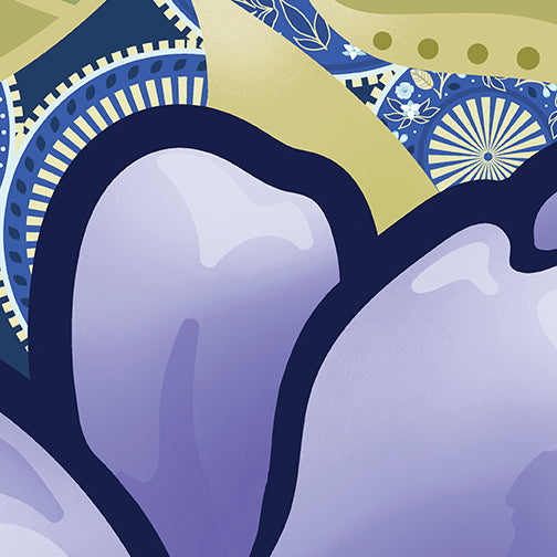 Bloom Floral 108" Wide Backing Periwinkle Purple Amanda Murphy Benartex Cotton Fabric BE-13517W-50