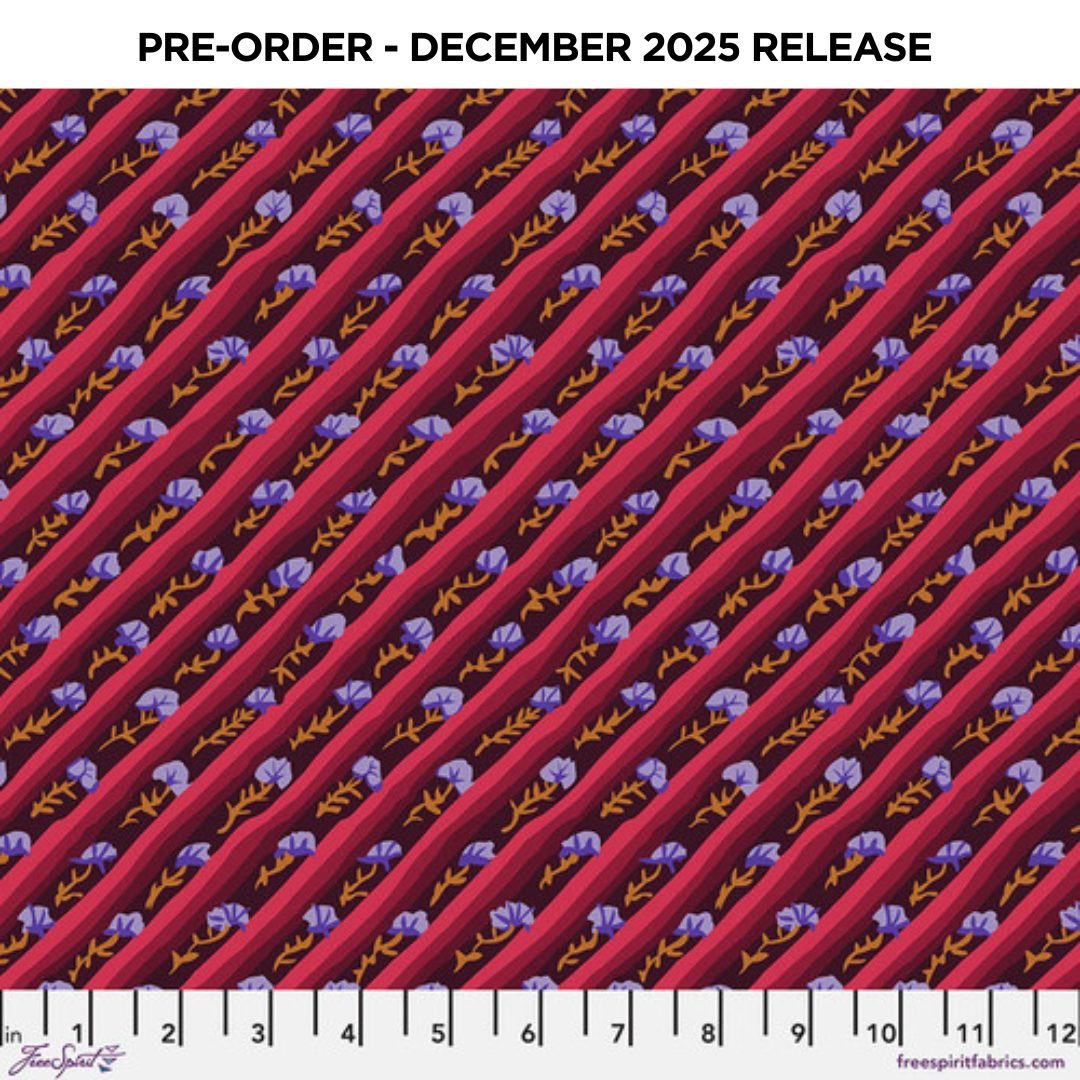 PRE-ORDER | DEC 2025 | From the Archives Diagonal Poppy Aubergine Kaffe Fassett Free Spirit Cotton 68s Fabric FS-PWGP024.AUBERGINE