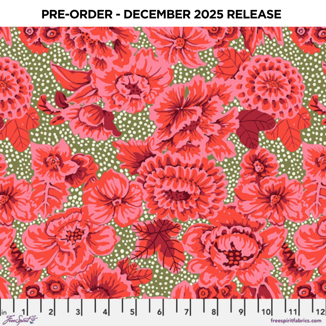 PRE-ORDER | DEC 2025 | From the Archives Floral with Dots Red Kaffe Fassett Free Spirit Cotton 68s Fabric FS-PWGP002.RED