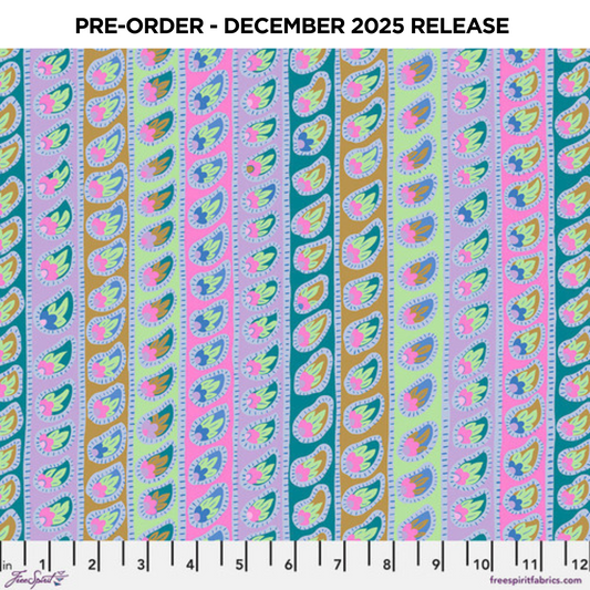 PRE-ORDER | DEC 2025 | From the Archives Paisley Stripe Lavender Kaffe Fassett Free Spirit Cotton 68s Fabric FS-PWGP032.LAVANDER