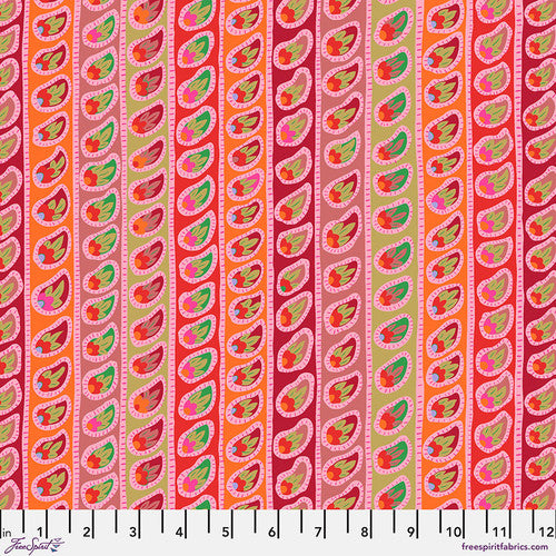 From the Archives Paisley Stripe Red Kaffe Fassett Free Spirit Cotton 68s Fabric FS-PWGP032.RED