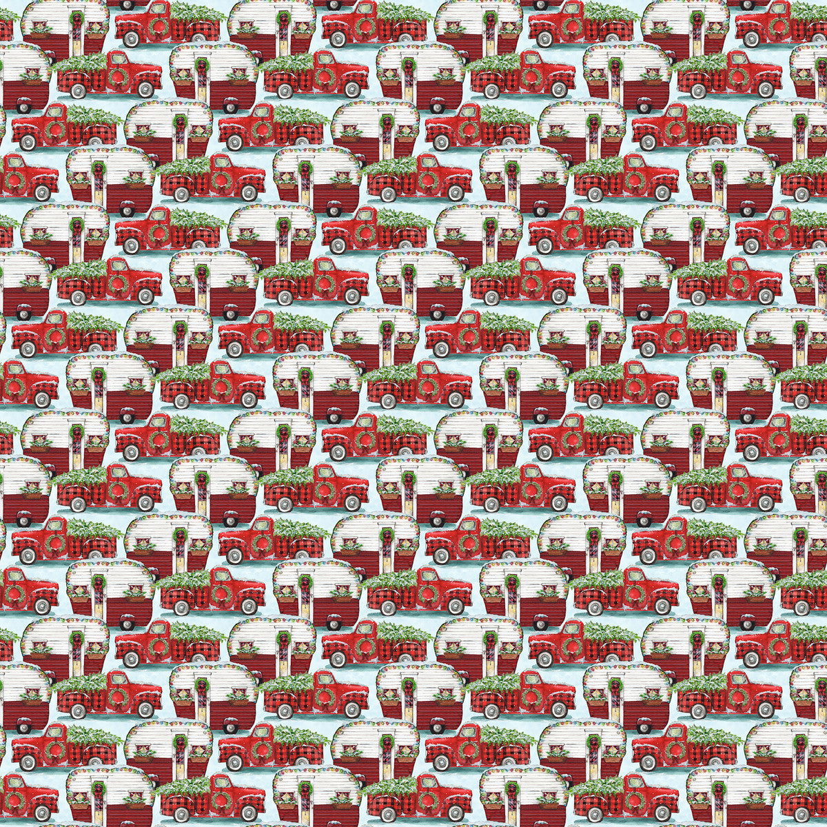 Frosty Hollow Merry Motorcade Blue Melinda Hipsher 3 Wishes Cotton Fabric 3W-24600-BLU