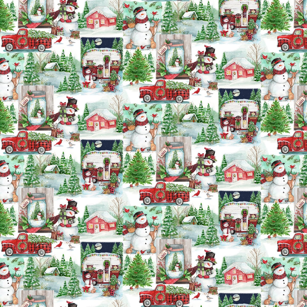 Frosty Hollow Winter Hollow Patch Multi Melinda Hipsher 3 Wishes Cotton Fabric 3W-24598-MLT | US Fabric Shop