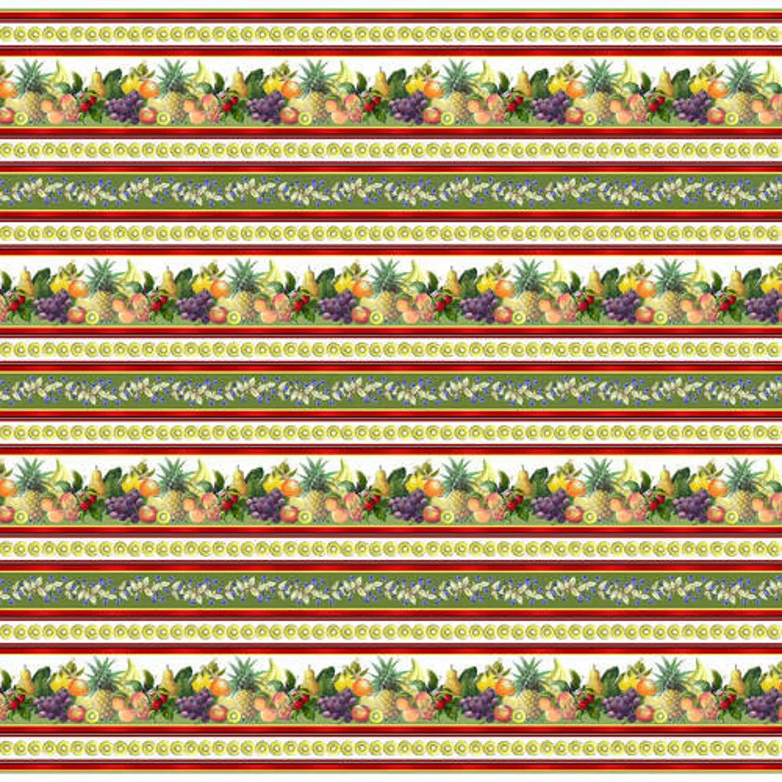 Fruit Thought Stripes Fruit Green Blank Quilting Cotton Fabric
