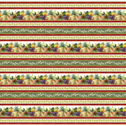 Fruit Thought Stripes Fruit Green Blank Quilting Cotton Fabric