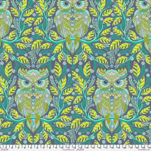 Full Moon Forest II Hootie Patootie Starlight Green Tula Pink Free Spirit Cotton Fabric FS-PWTP244.STARLIGHT