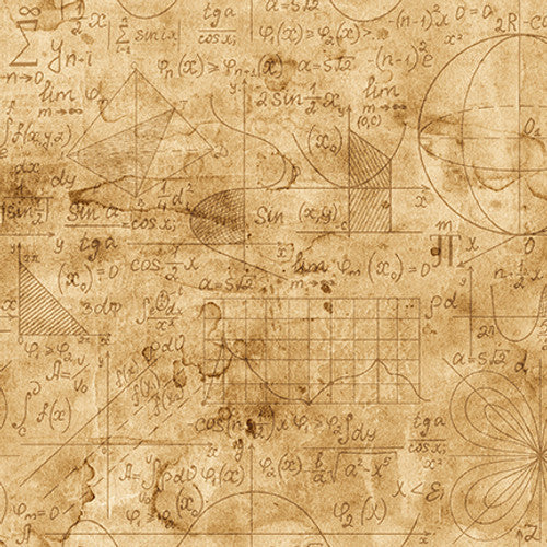 Full Steam Ahead Equations Parchment Urban Essence Designs Blank Quilting Cotton Fabric