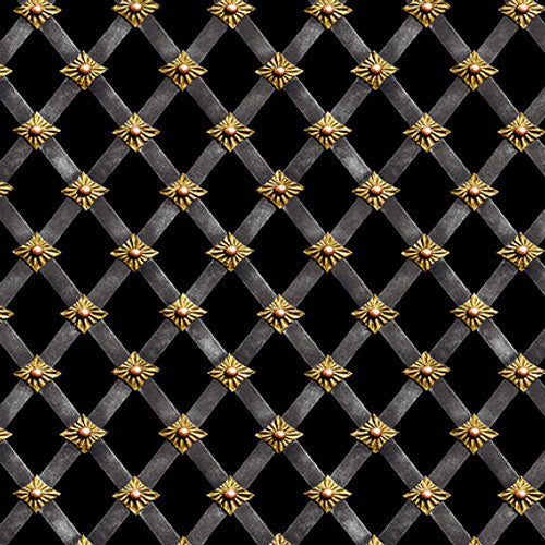 Full Steam Ahead Lattice Black Urban Essence Designs Blank Quilting Cotton Fabric