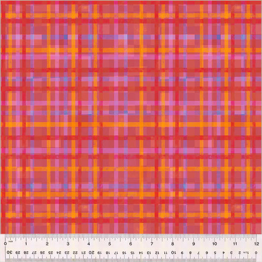 Fur-ever Friends Playful Plaid Red Gareth Lucas Windham Cotton Fabric WF-54537D-8