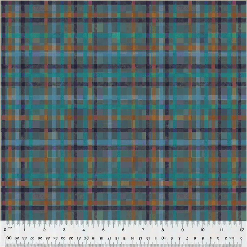 Fur-ever Friends Playful Plaid Slate Gareth Lucas Windham Cotton Fabric WF-54537D-2