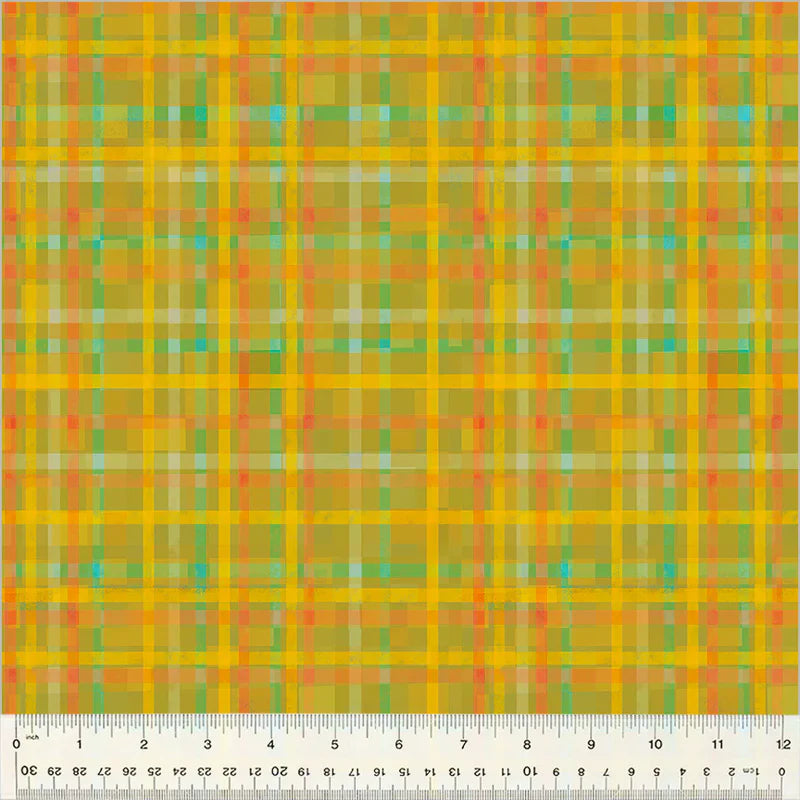 Fur-ever Friends Playful Plaid Yellow Gareth Lucas Windham Cotton Fabric WF-54537D-9
