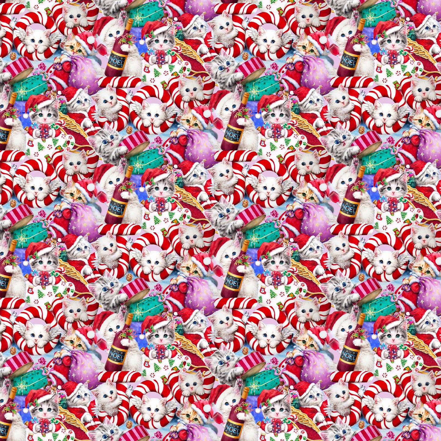 Furry and Bright Packed Cats Red Kayomi Harai Studio E Cotton Fabric