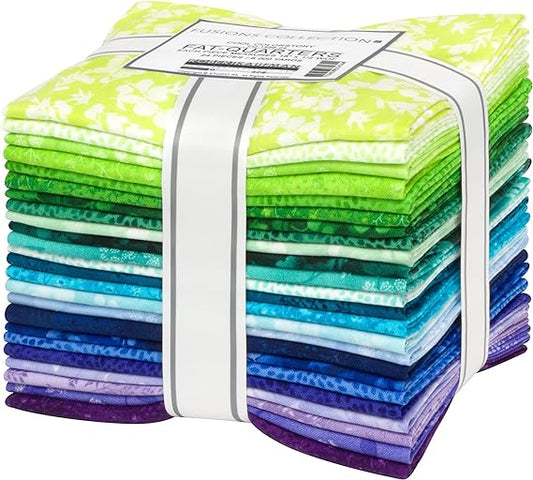Fusions Cool Colorstory Fat Quarter Bundle 18x22 inch 24pcs Studio RK Robert Kaufman Cotton Fabric