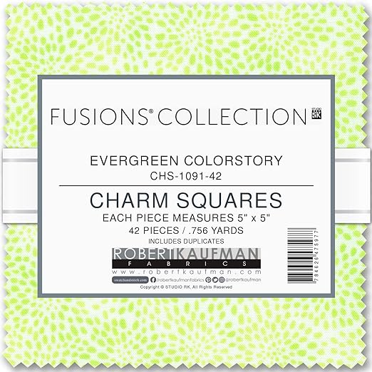Fusions Evergreen Colorstory 5" Squares Studio RK Robert Kaufman Cotton Fabric