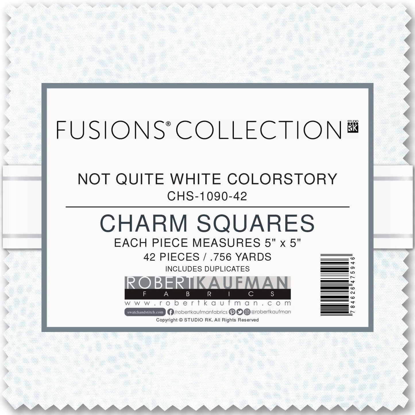 Fusions Not Quite White Colorstory 5" Squares Studio RK Robert Kaufman Cotton Fabric