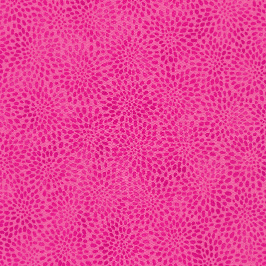 Fusions Packed Zinia Blooms Azalea Pink Robert Kaufman Cotton Fabric