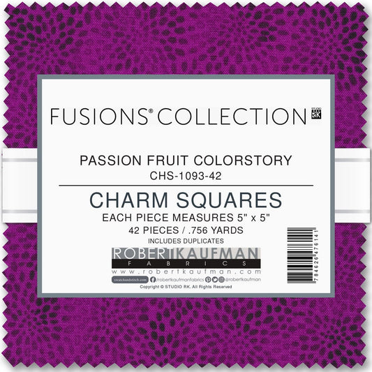 Fusions Passion fruit Colorstory 5" Squares Studio RK Robert Kaufman Cotton Fabric