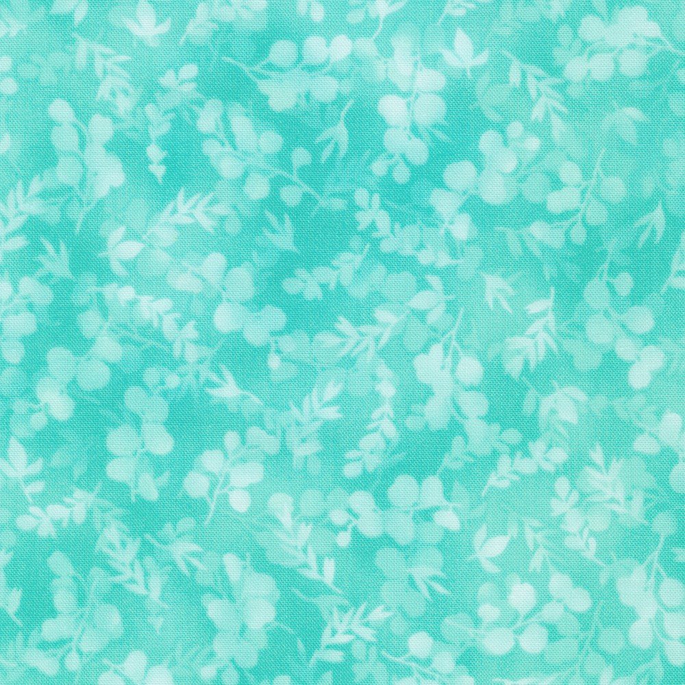 Fusions in Aqua Foliage Mix Robert Kaufman Cotton Fabric RK-SRK-21320-70