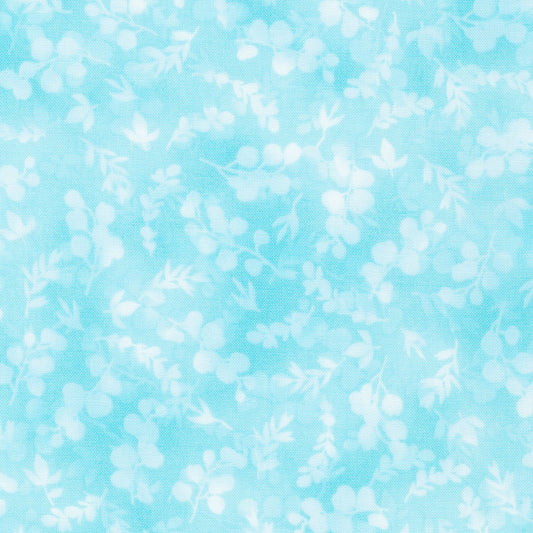 Fusions Foliage Mix Breeze Blue  Robert Kaufman Cotton Fabric RK-SRK-21320-390