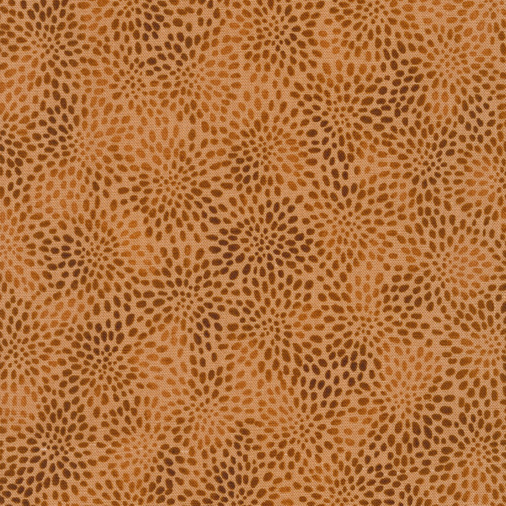 Fusions Hazelnut Brown Packed Zinia Blooms Robert Kaufman Cotton Fabric