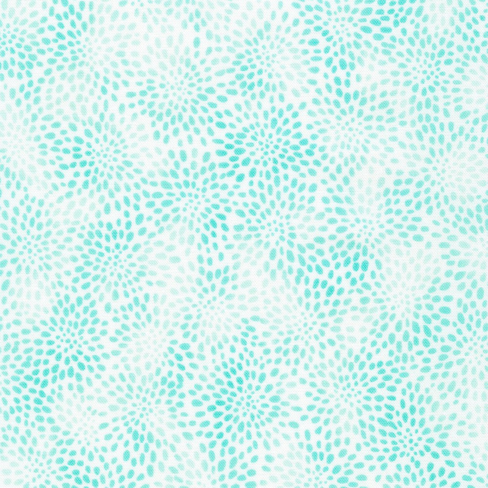 Fusions Sea Glass Blue Packed Zinia Blooms Robert Kaufman Cotton Fabric RK-SRK-21321-333