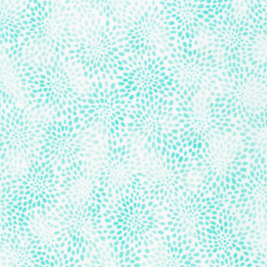 Fusions Sea Glass Blue Packed Zinia Blooms Robert Kaufman Cotton Fabric RK-SRK-21321-333