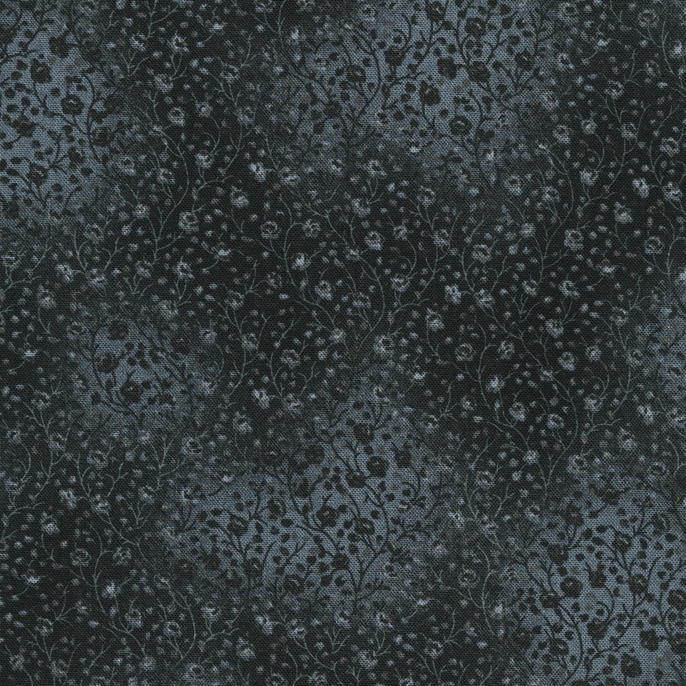 Fusions 4 Black Floral Leaf Branch Robert Kaufman Cotton Fabric