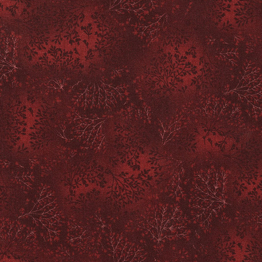 Fusions Bordeaux Red Wine Floral Leaf Branch Robert Kaufman Cotton Fabric