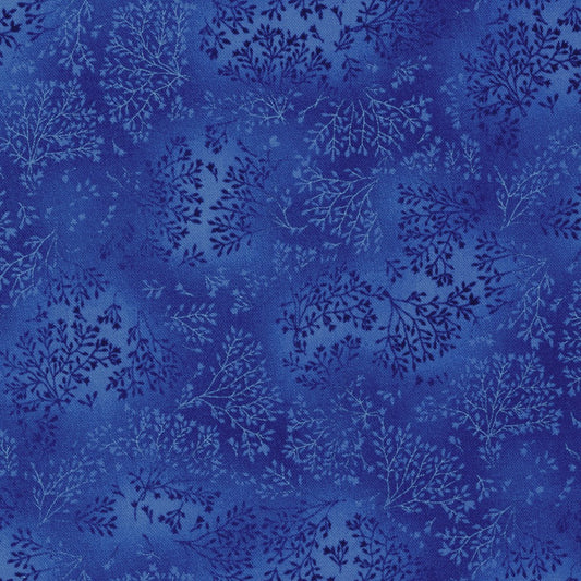 Fusions Cobalt Blue Leaf Branch Floral Robert Kaufman Cotton Fabric RK-EYJ-5573-72